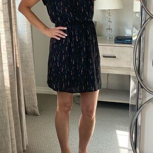 DR2 Black Mini Dress with Subtle Multicolor Print